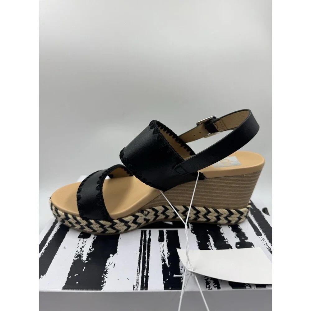 Dolce Vita Black Esmaya Espadrille Platform Wedge Sandals NEW Size 9